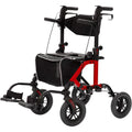 KLD-9224-2 All Terrain 2-in-1 Rollator Walker 10" Wheels - Red