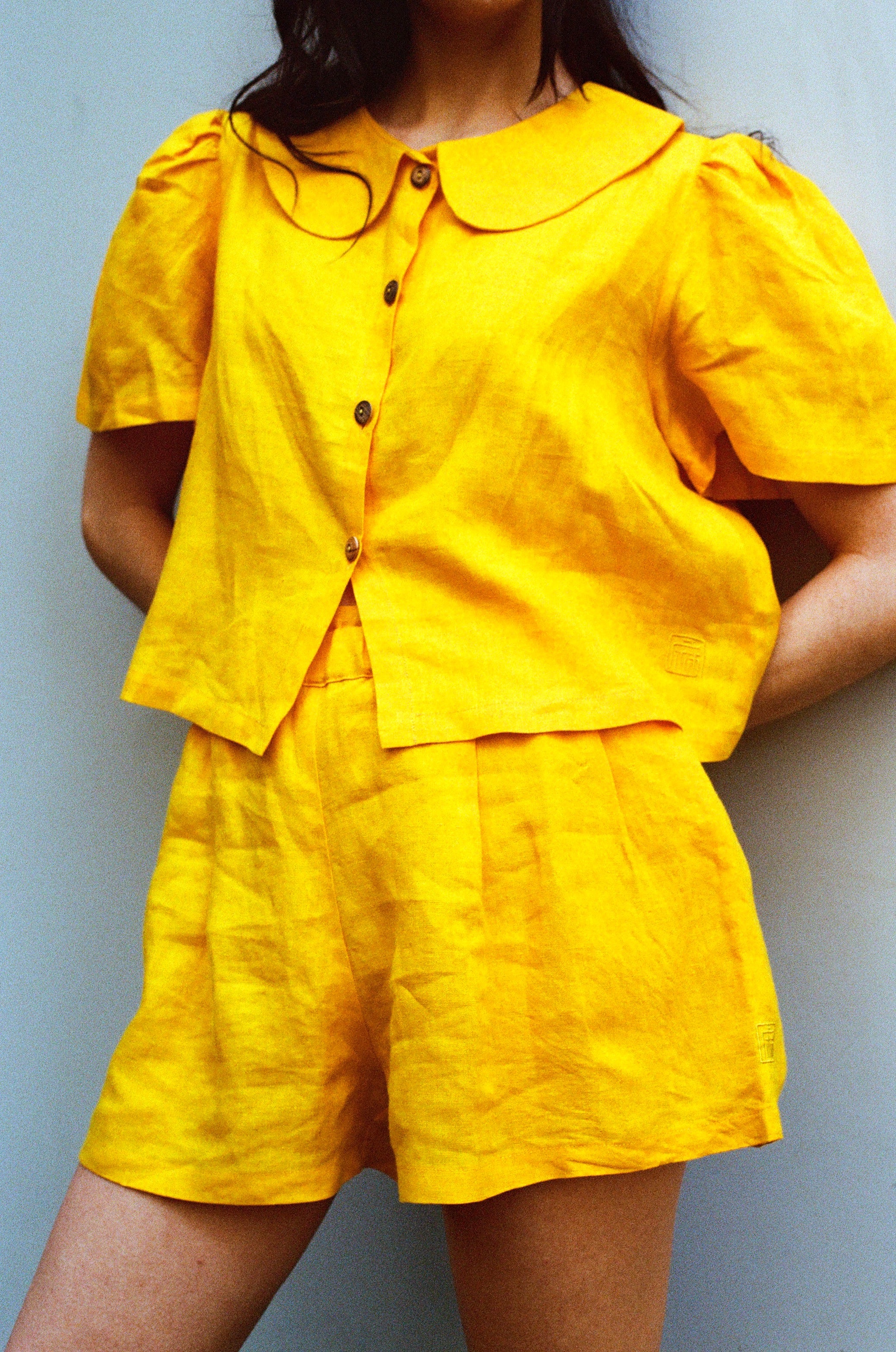 Olivia Linen Shorts - Marigold - Marigold / L