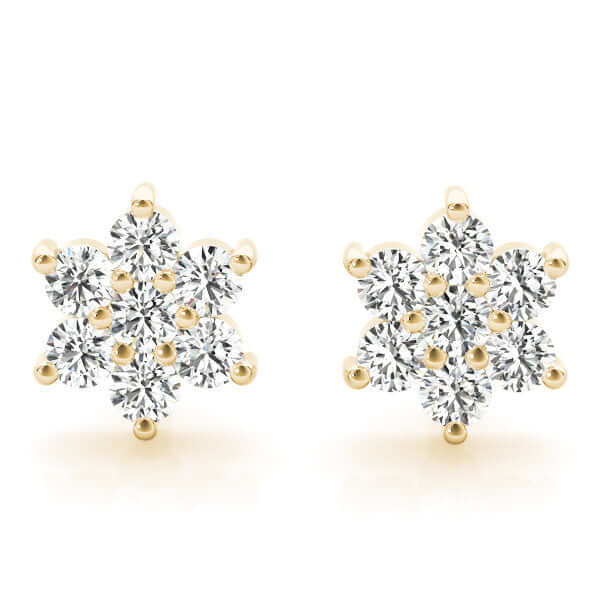 0.20Ct Lab Created Cluster Diamond Studs Earrings in Yellow Gold - 9k Yellow Gold