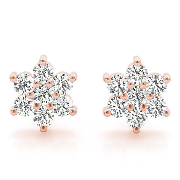 0.20Ct Lab Created Cluster Diamond Studs Earrings in Yellow Gold - 9k Rose Gold
