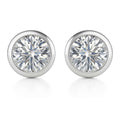 Stud Earrings with Lab Grown Diamond Bezel Set Solitaire - Gold - 1.00 Carat / 9k White Gold