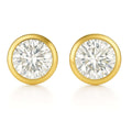 Stud Earrings with Lab Grown Diamond Bezel Set Solitaire - Gold - 0.40 Carat / 18k Yellow Gold