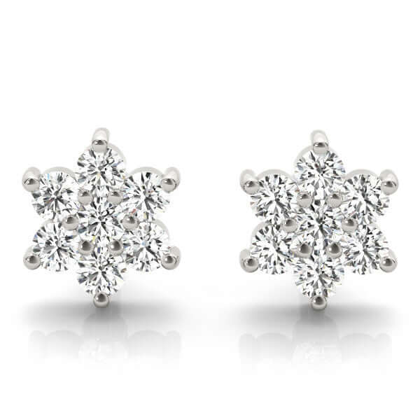 0.20Ct Lab Grown Diamond Flower Studs Earring In Gold - 950 Platinum