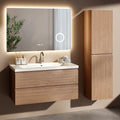 Badkamermeubelset Valento - 100cm - Warm Eiken - Wastafel Wit - PRE-ORDER