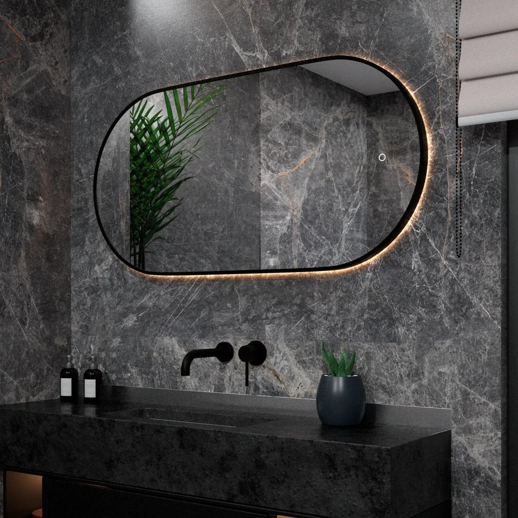 Badkamerspiegel - 120x60cm Ovaal - Zwart Frame - PRE-ORDER