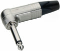 Neutrik 1/4" professional right-angle phone plug, 2 pole, nickel contacts, nickel shell