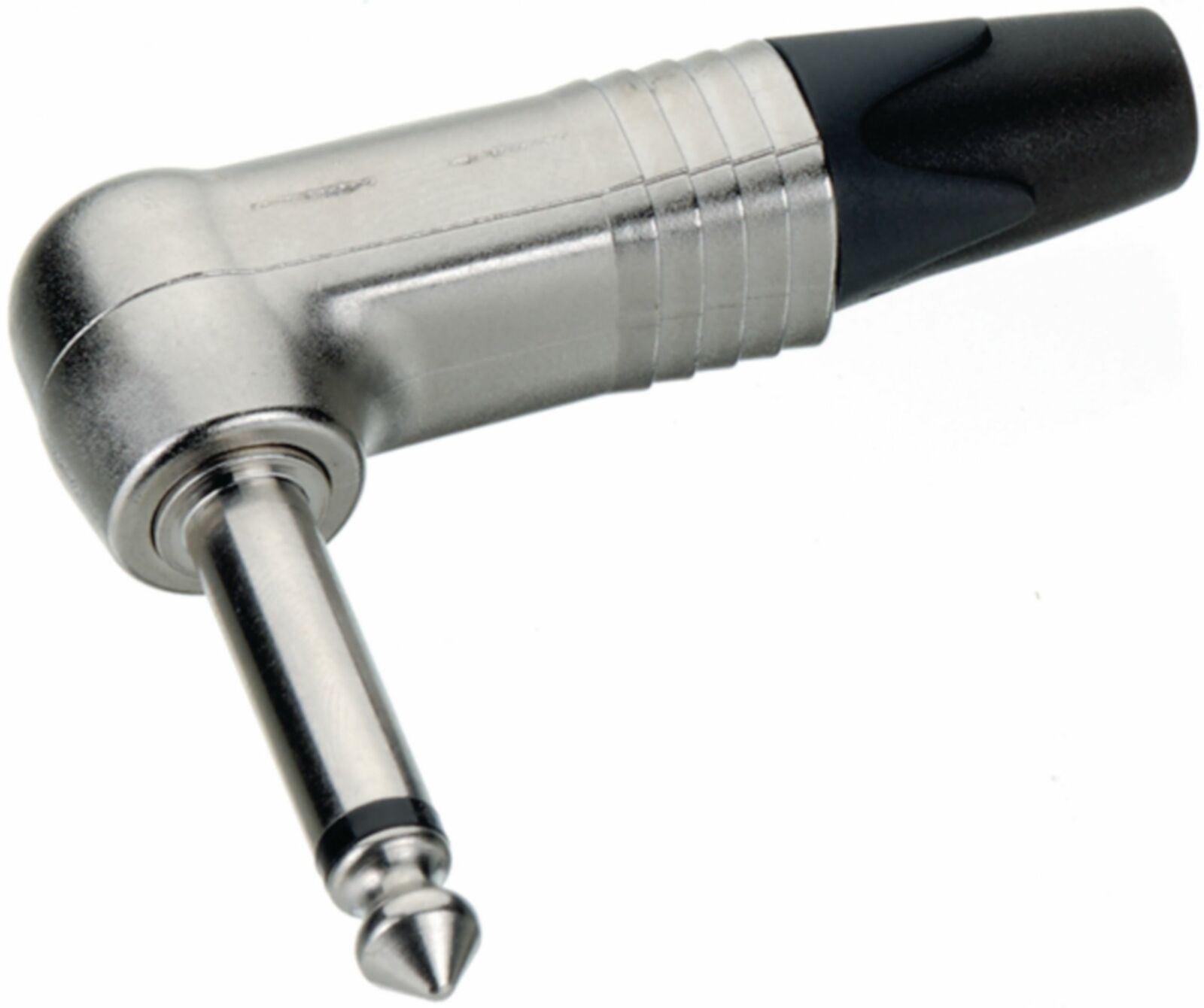 Neutrik 1/4" professional right-angle phone plug, 2 pole, nickel contacts, nickel shell