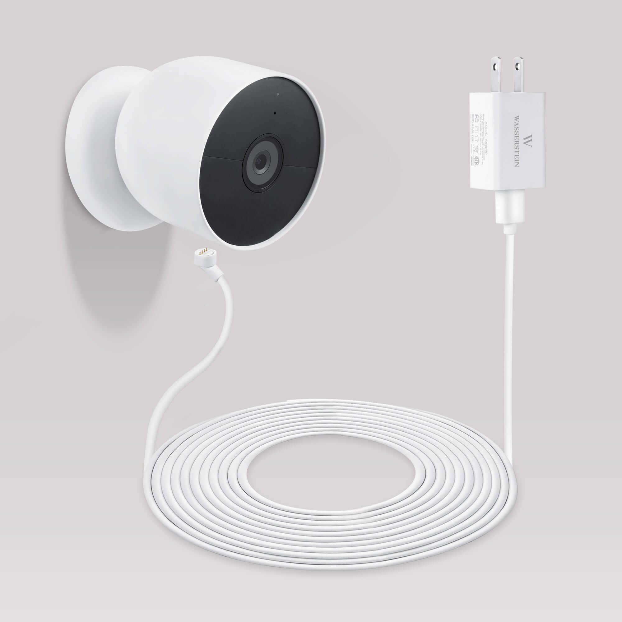 Wasserstein Pogo Pin Cable & Adapter for Google Nest Cam | 26 ft. 2A / 5.2V | Made for Google - 1-Pack