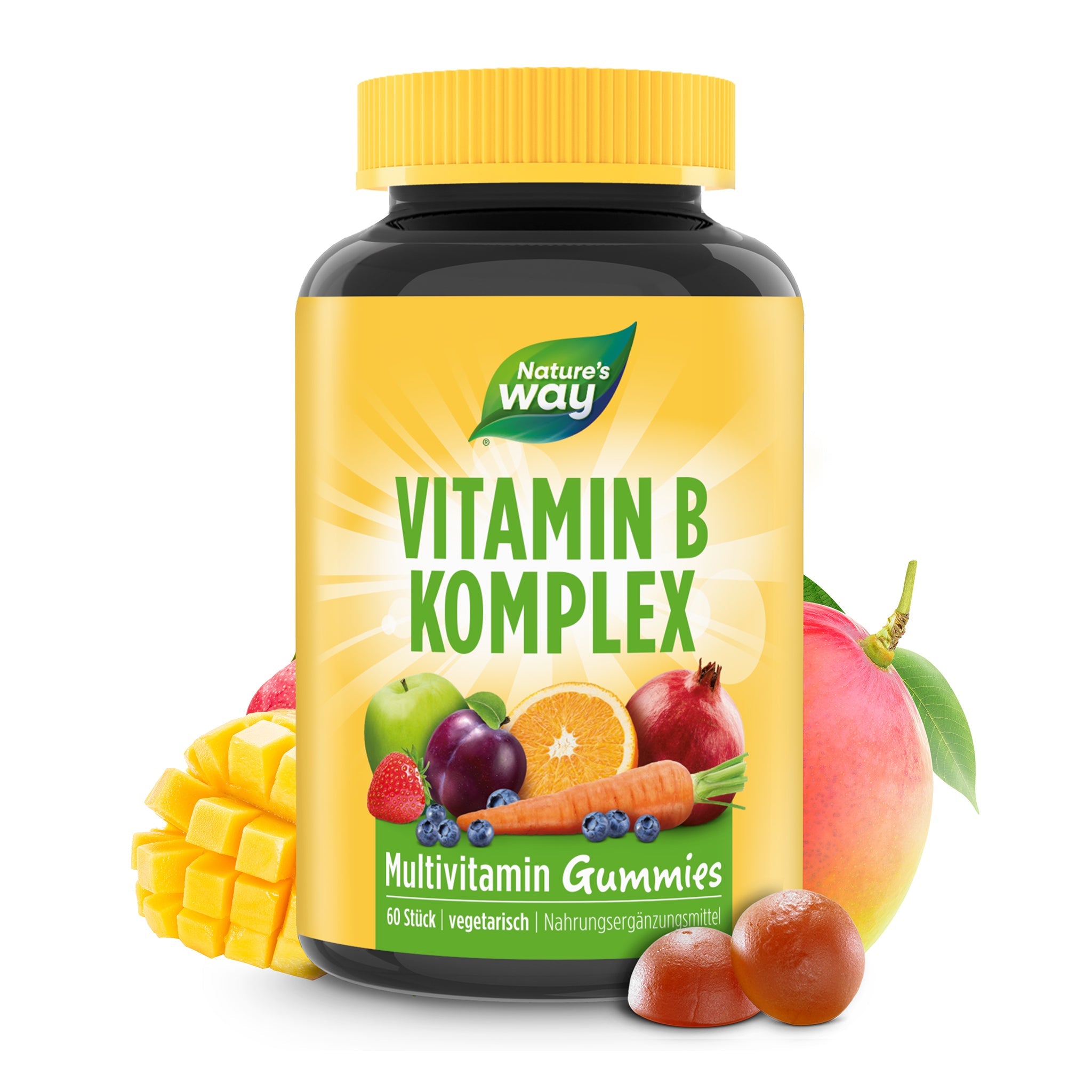 Vitamin B Komplex Gummies – alle B-Vitamine, Mangogeschmack