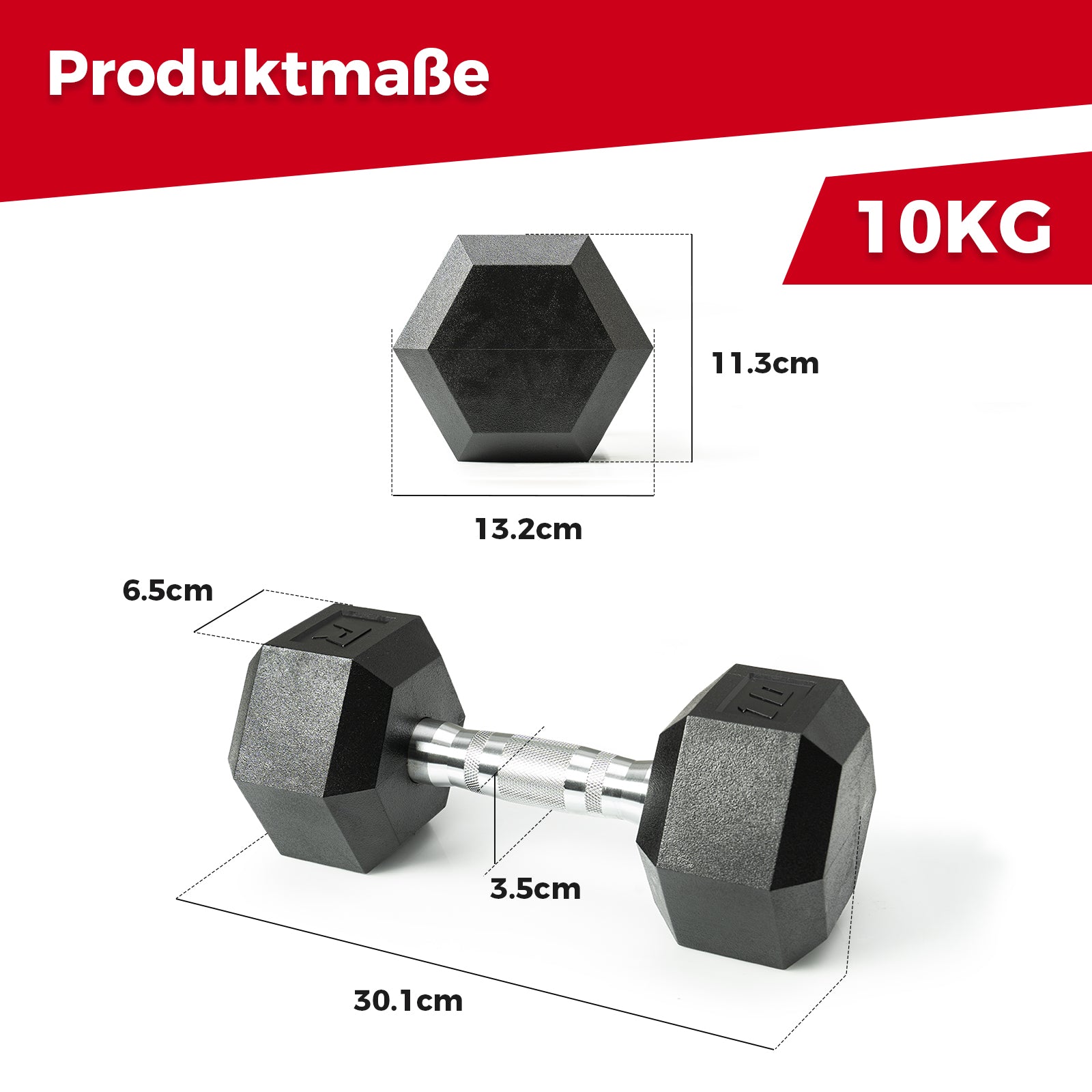 RitFit PVC Hex-Hanteln Set, Ergonomisch - 10KG