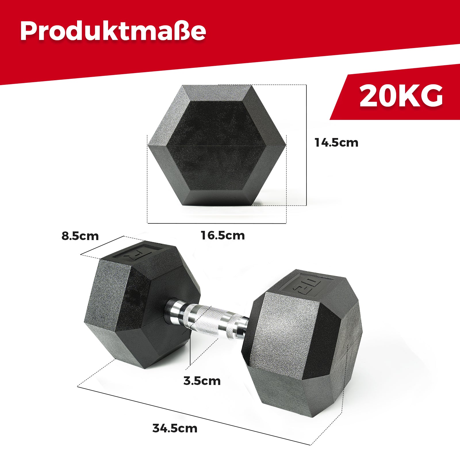 RitFit PVC Hex-Hanteln Set, Ergonomisch - 20KG