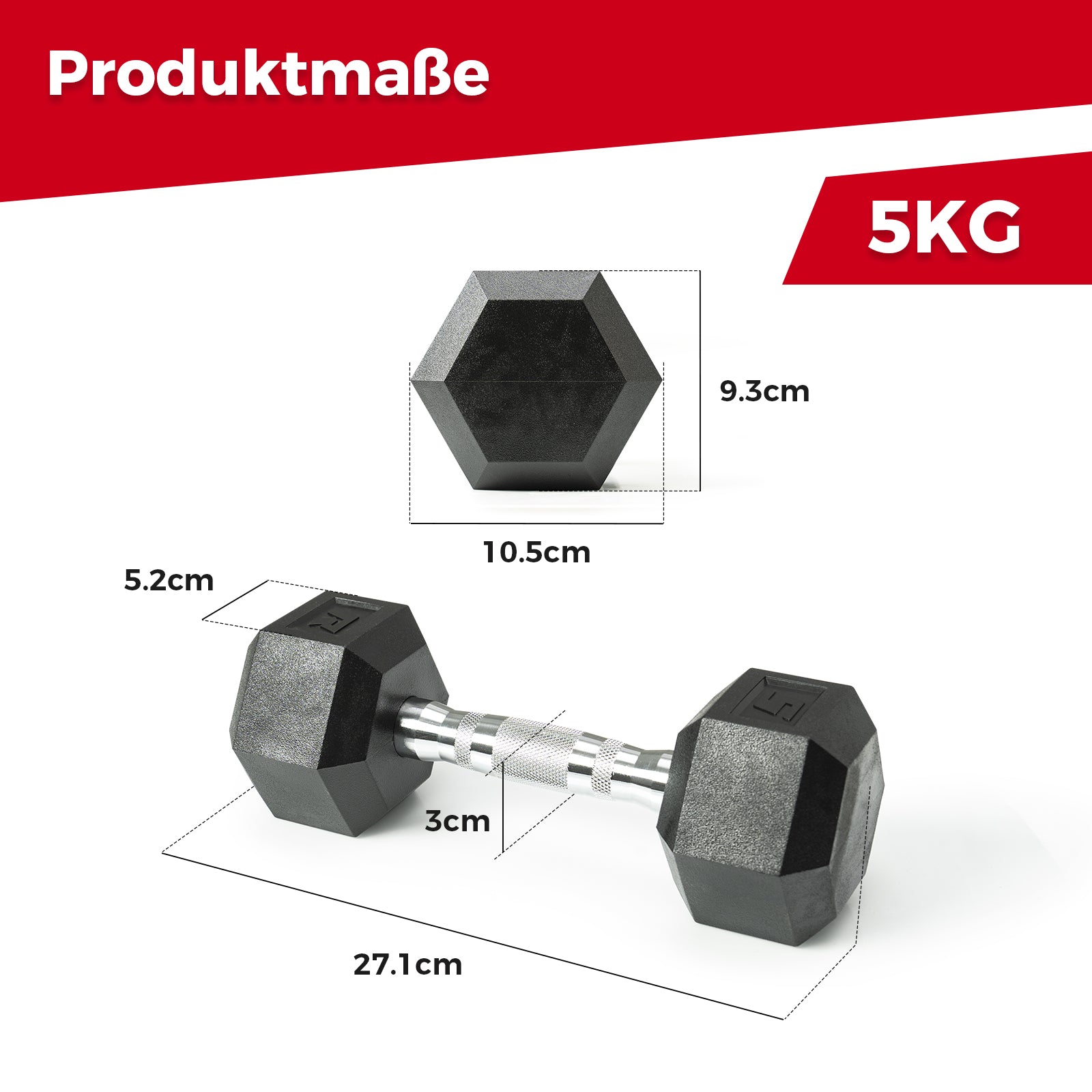 RitFit PVC Hex-Hanteln Set, Ergonomisch - 5KG