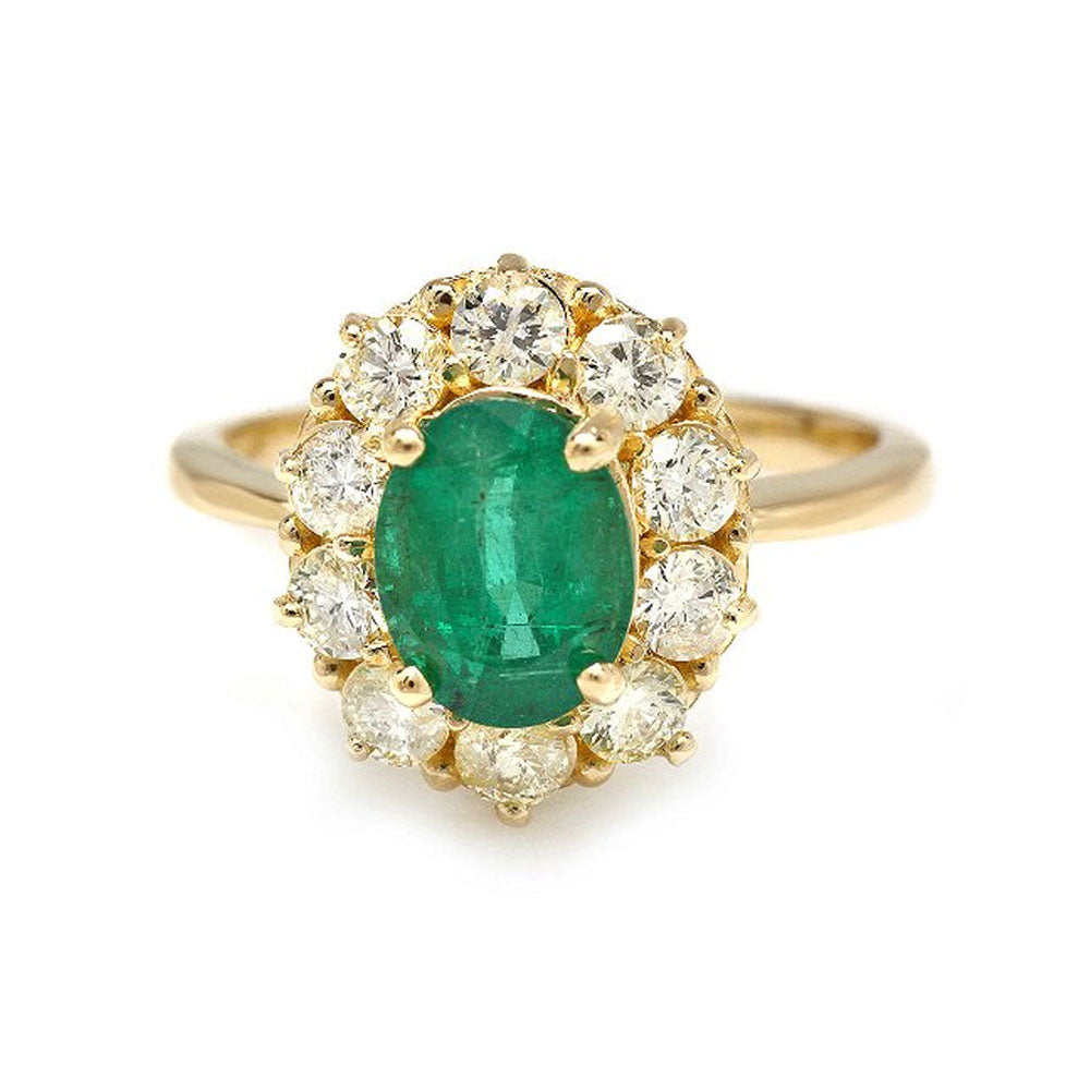 2.80 Carat Emerald Halo Prong Gemostone Ring - 950 Platinum