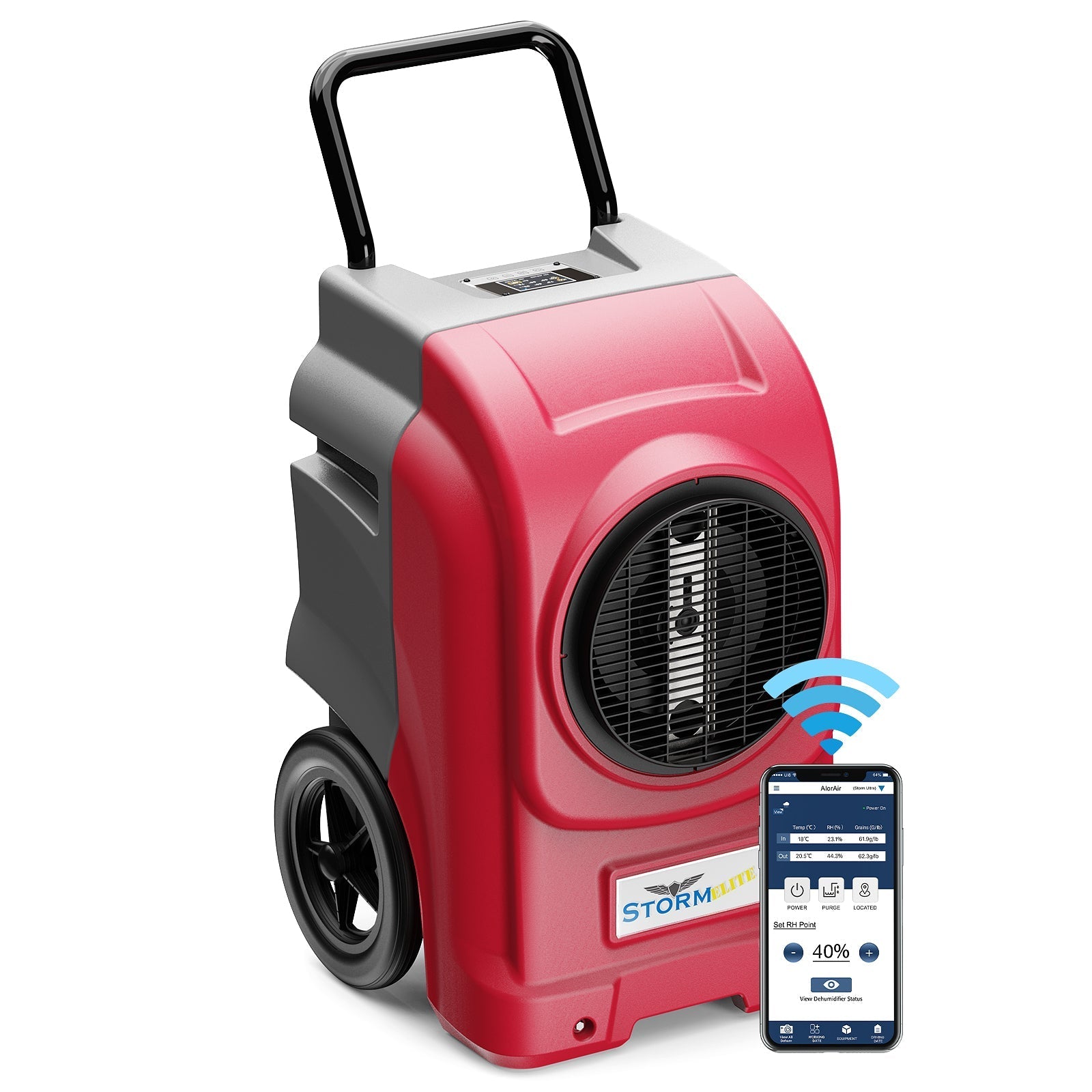 AlorAir®  Wholesale Package of Storm Elite Smart WiFi 125 Pint Commercial Dehumidifier - Red