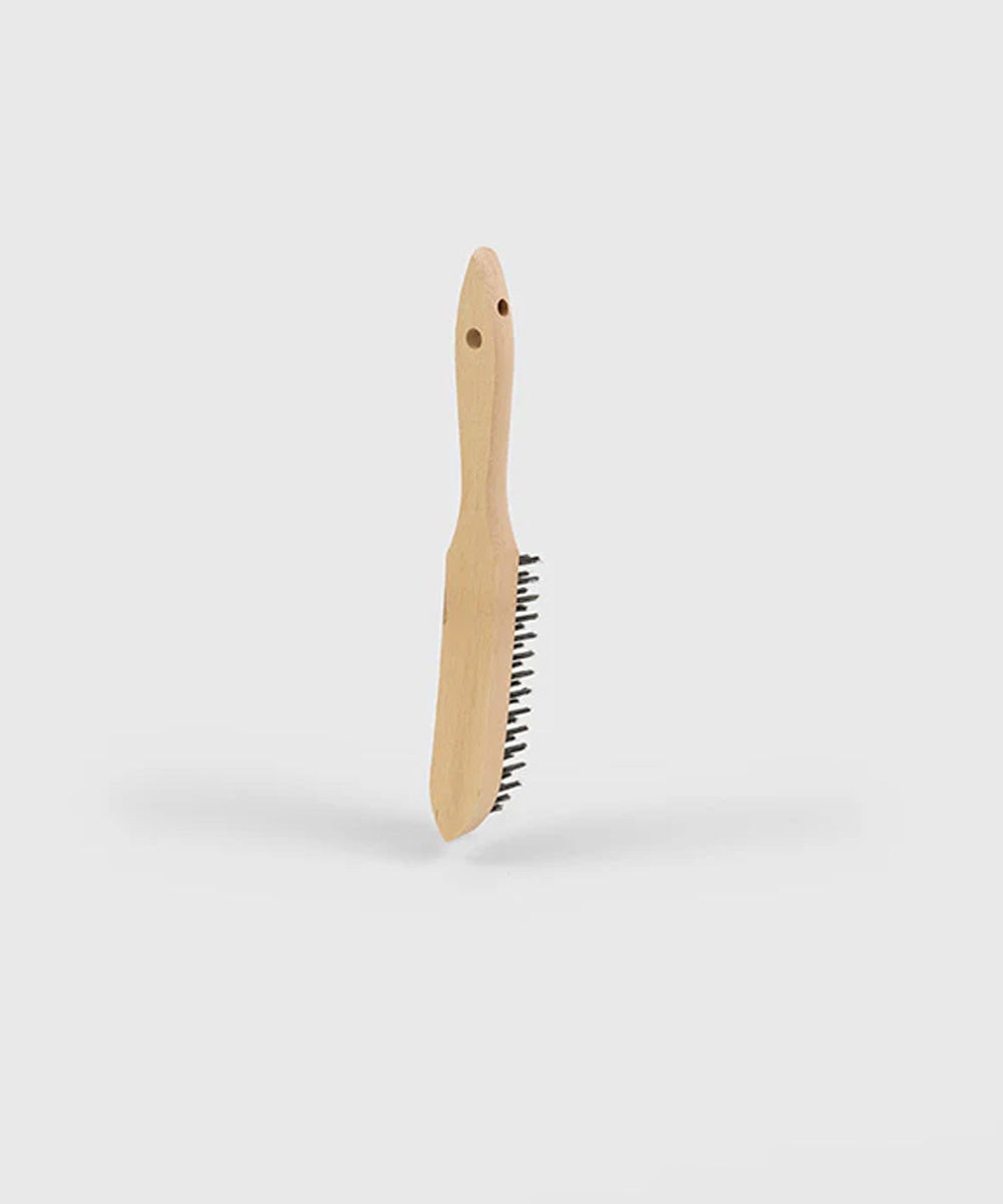 Traditional Wooden Wire Scratch Brush - Stiff - Stainless Steel / 288mm 33mm 43mm
