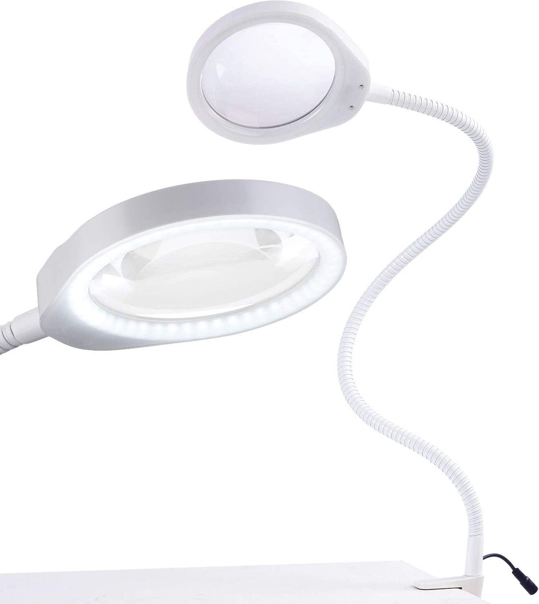 Loeplamp vergrootglas met LED verlichting en tafelklem - Wit