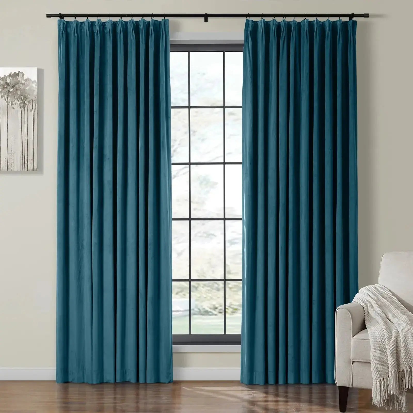 Velmor Velvet Drapes Pleated - Midnight Blue MJ11-108