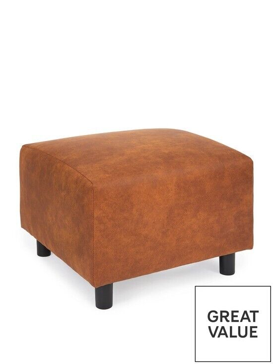 Clarkson Faux Suede Footstool Chestnut Comfortable Elegant Living Room Decor