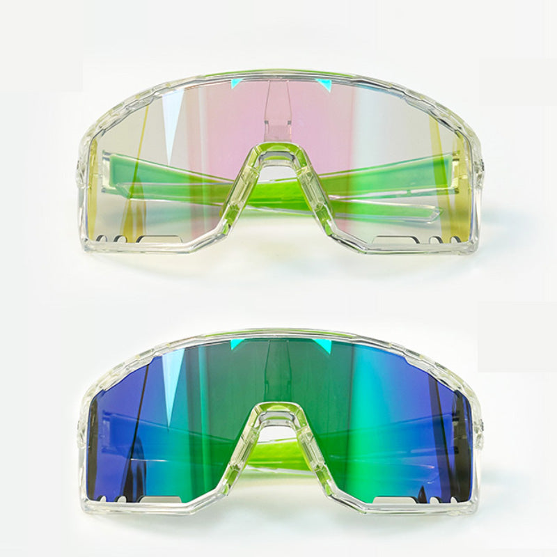 Cycling Glasses Vibel, Color Changing, Bonus Polarizer - Transparent frame green lenses