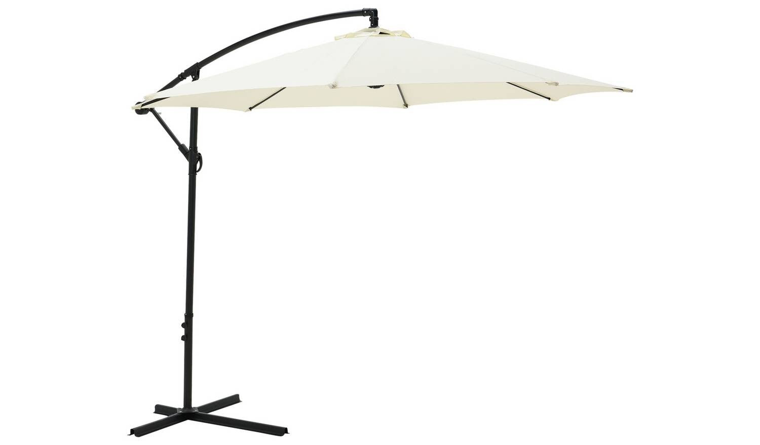 3m Overhanging Garden Parasol Cream Outdoor Patio Sun Shade Umbrella