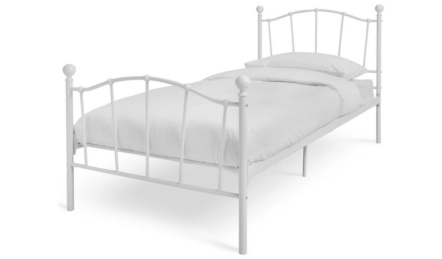Fleur Single Metal Bed Frame White Bedroom Furniture