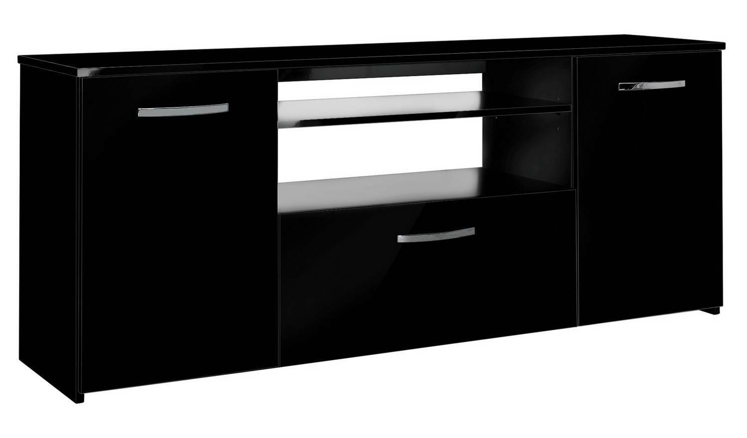 Hayward 2 Door 1 Drawer Sideboard Black Gloss Modern and Functional Storage Unit
