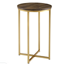 Round Side Table Dark Walnut/Gold Elegant Living Room Furniture