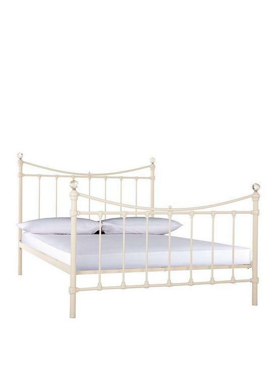 RUBY Metal Bed Single Cream Sturdy and Elegant Bed Frame for Any Bedroom - Single / Cream