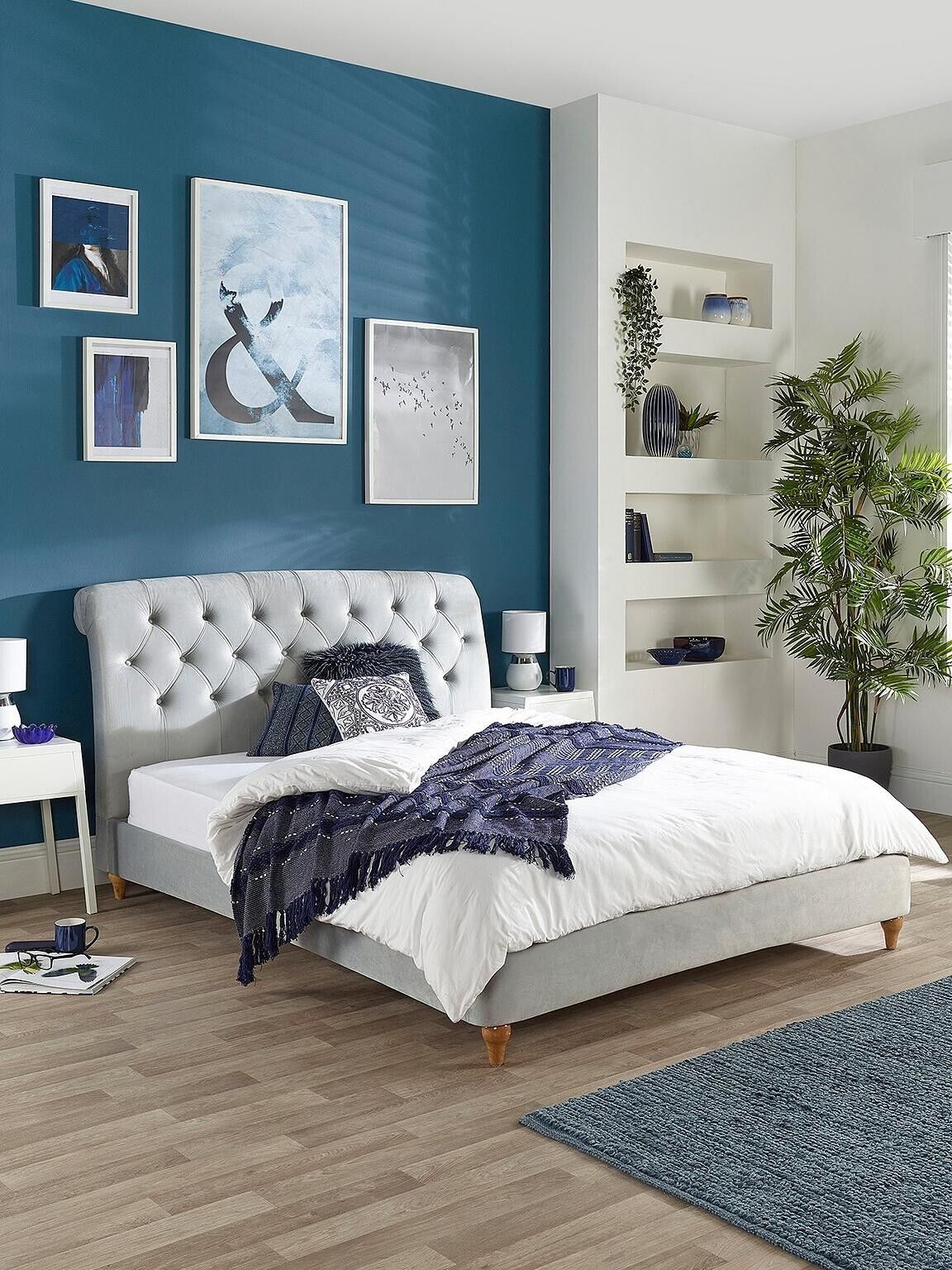 Aspire Sorento Kingsize Grey Velvet Bed Frame Elegant and Spacious Bed Solution