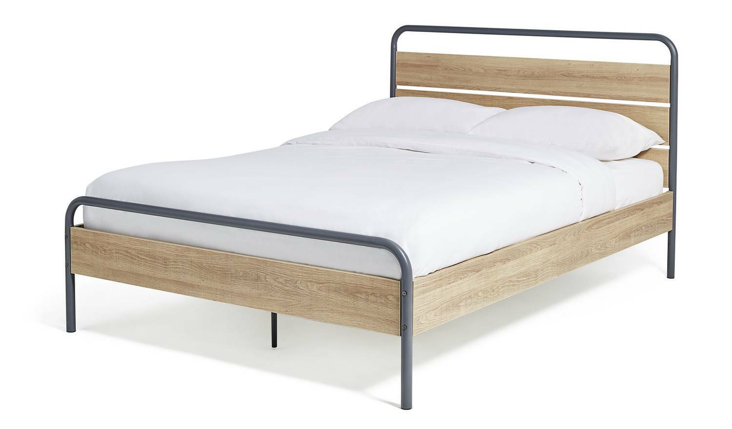 Industrial Double Bed Frame Grey Sturdy and Stylish Bedroom Furniture for Adults