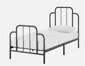 JACQUES SINGLE METAL BED FRAME BLACK SPACE SAVING GUEST ROOM