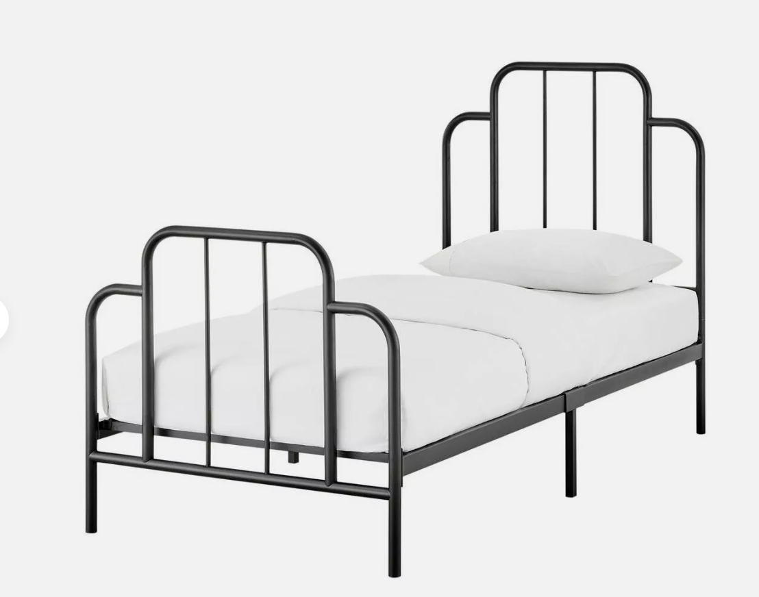 JACQUES SINGLE METAL BED FRAME BLACK SPACE SAVING GUEST ROOM