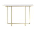 44 Inch Modern Curved Entry Table - White Faux Marble/Gold