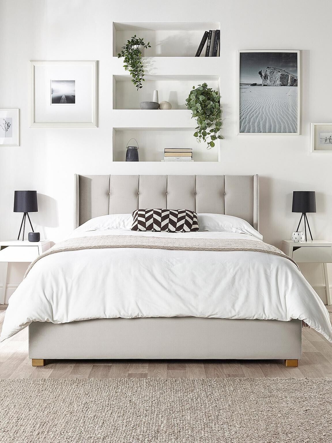 Catherine Lansfield Utopia Ottoman Bed Double Silver Stylish Storage Solution