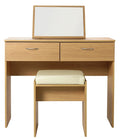 Cheval Dressing Table Stool and Mirror Oak Stylish and Functional Bedroom