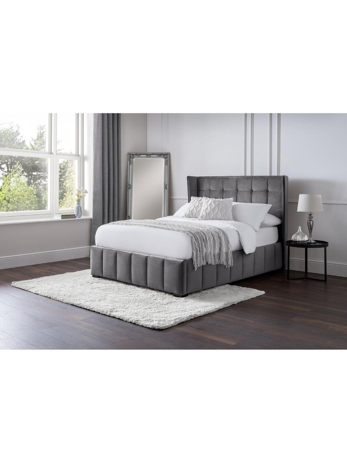 Julian Bowen Gatsby  Fabric King Bed Grey Elegant Comfortable Bedroom Furniture