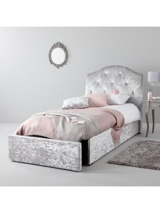 Mandarin Upholstered Single Storage Bed Silver Stylish Bedroom Storage Solution