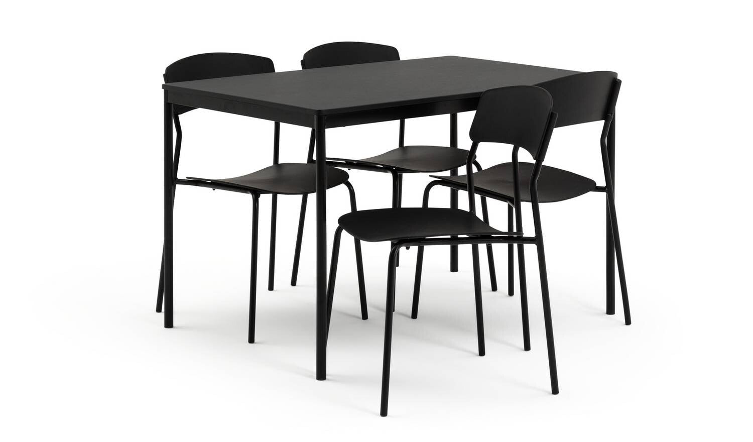 Stella Wood Effect Dining Table & 4 Black Chairs Kitchen Furniture Set
