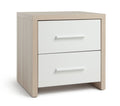 Broadway 2 Drawer Bedside Table Oak/White Compact and Stylish Bedroom Storage