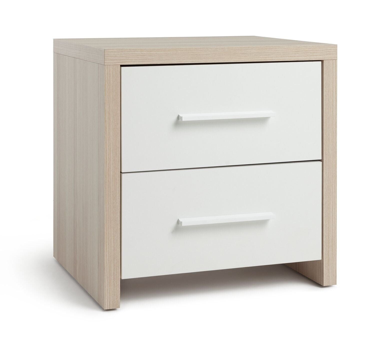 Broadway 2 Drawer Bedside Table Oak/White Compact and Stylish Bedroom Storage