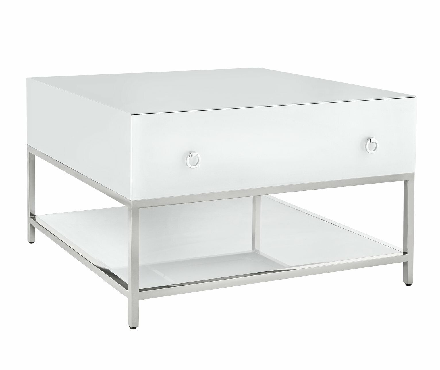 Bianco White Glass Coffee Table Elegant and Stylish Living Room Centerpiece