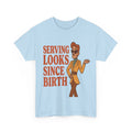 Serving Looks Since Birth – Retro Cartoon Sass Tee - Light Blue / S