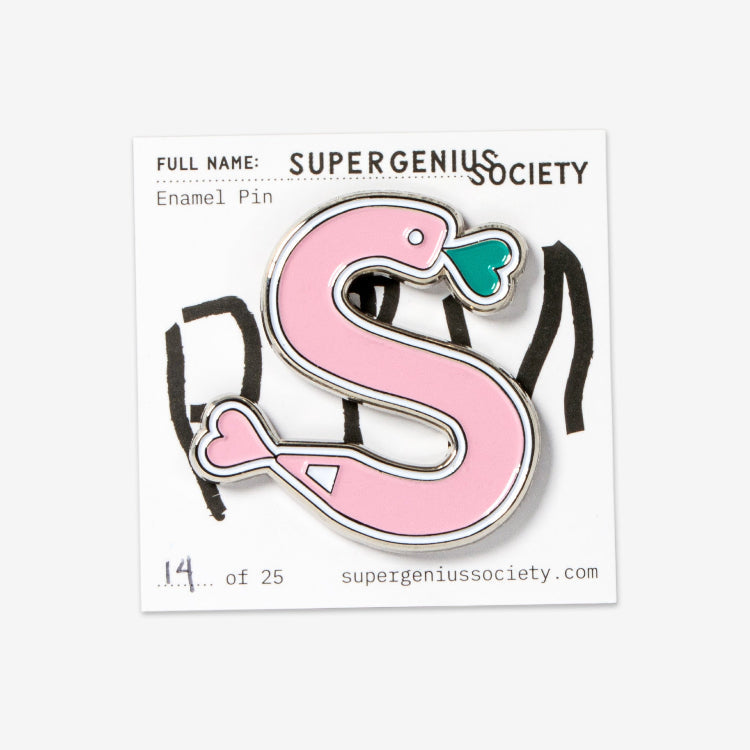 Signature Enamel Pin Single Scribble - Pink