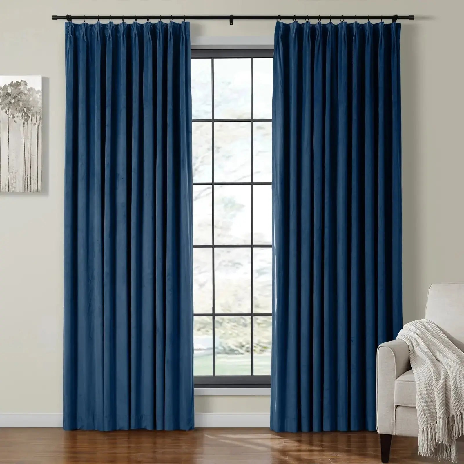 Velmor Velvet Drapes Pleated - Sapphire Blue MJ11-110