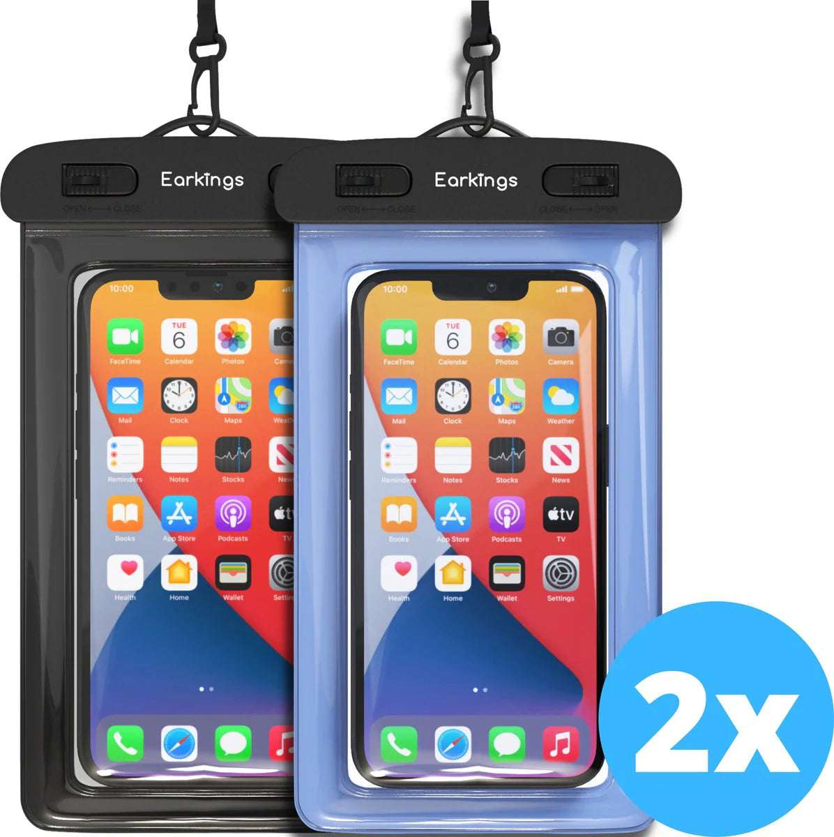 Waterdichte telefoonhoesjes Set van 2 stuks - Zwart & donkerblauw
