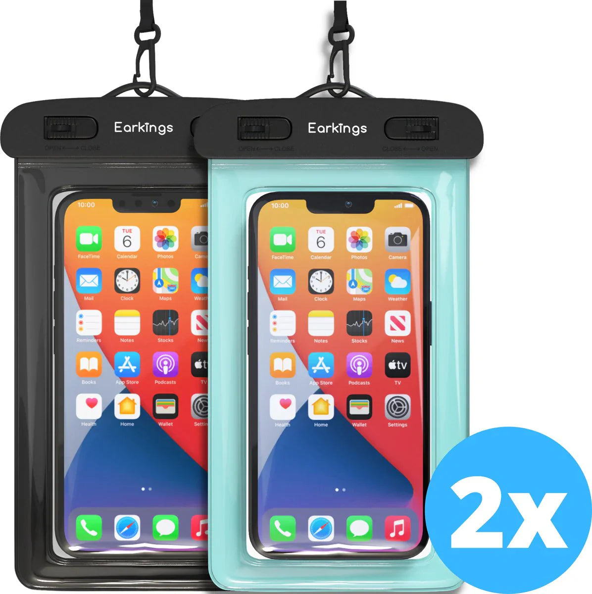Waterdichte telefoonhoesjes Set van 2 stuks - Zwart & blauw