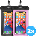 Waterdichte telefoonhoesjes Set van 2 stuks - Zwart & roze