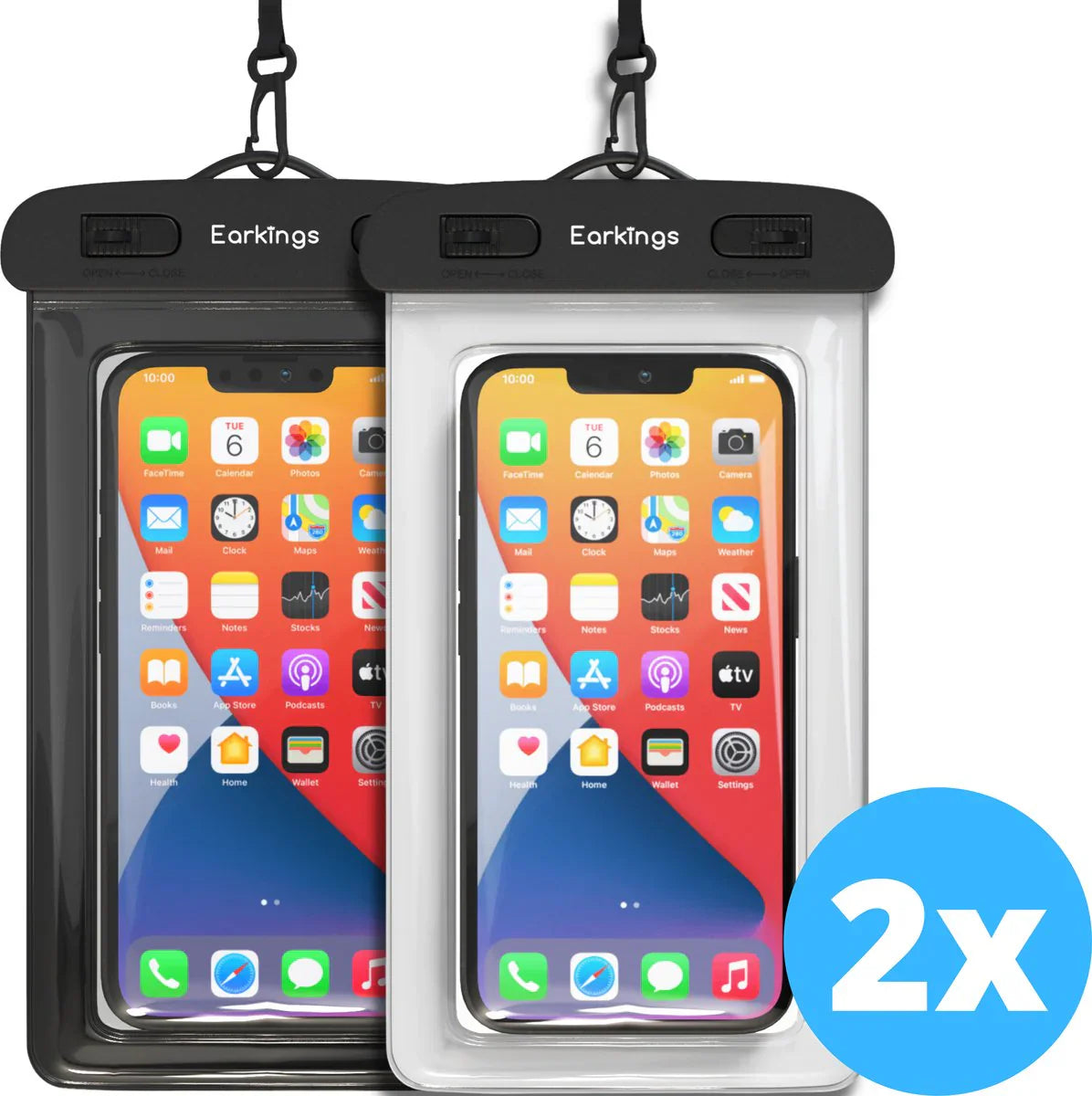 Waterdichte telefoonhoesjes Set van 2 stuks - Zwart & wit