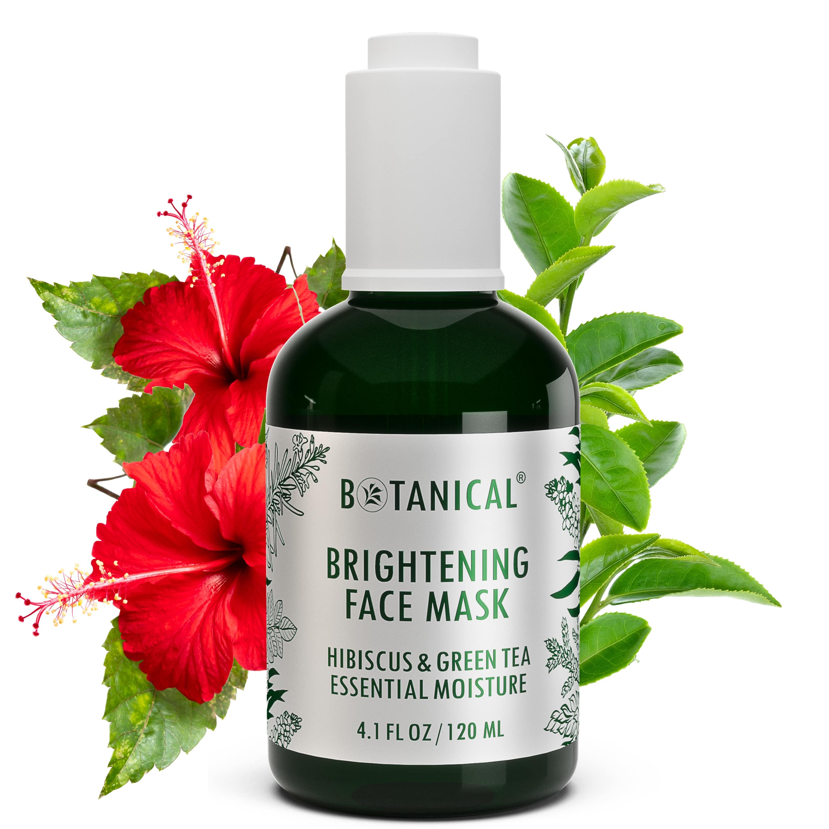 Hibiscus & Green Tea Brightening Face Mask | Kojic Acid & Bakuchiol | Vitamin C & Astaxanthin | Konjac Sponge Included | Essential Moisture