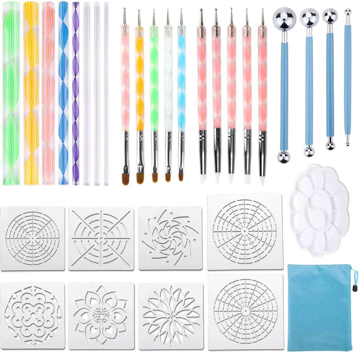 Dotting Tools Mandala set - inclusief Sjabloon - 32 onderdelen